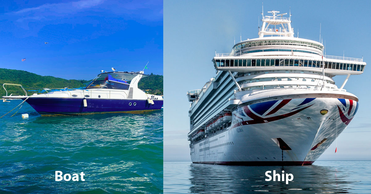 difference between ship boat and yacht